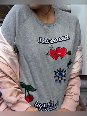 MAJE Jeweled Crewneck Sweatshirt